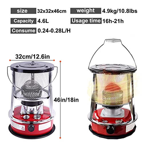 Generico Fornello a Cherosene Portatile Senza Fumo, Stufa a Cherosene, Stufa a Cherosene Portatile da Campeggio con bruciatore a Cherosene Bred/Nero/Rosso-4,6L (A Rosso)