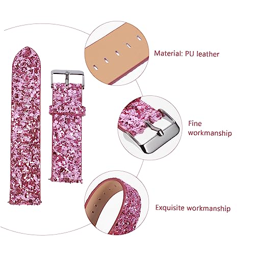 Lurrose 1pc Shiny Watch Band for Watch Skin-friendly Strap Easy Replacement Unique Appearance Shiny Pink Wristband3