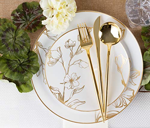 Novelty Modern Flatware, Cutlery, Disposable Plastic Dinner forks Luxury Gold 64 Count - Image 4
