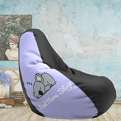 ComfyBean – Designer Bean Bag Filled With Beans – Printed – Bean Bag – Size : XXXL – Color : Need More Sleep – Lavender & Black For Rs. 1288 @ 71 %