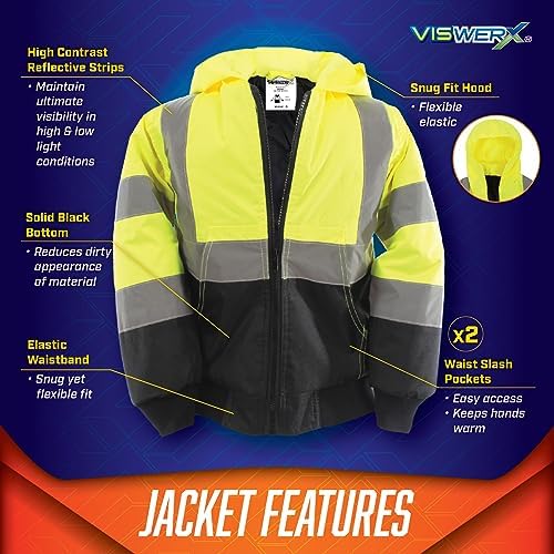 Image of Children's Hi-Vis Quilted Bomber Jacket - Safety Reflective Jacket for Kids, Cold Weather Insulated Jacket