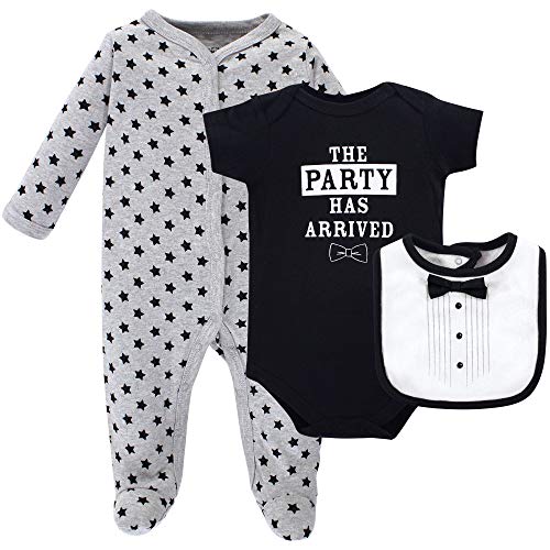 Image of Little Treasure Unisex Baby Sleep and Play, Bodysuit and Bib, Tux, 6-9 Months