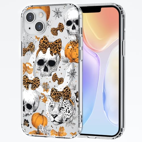 Coque Halloween iPhone 14 Pro Max cadeau amusant motif citrouille et squelette vintage gothique