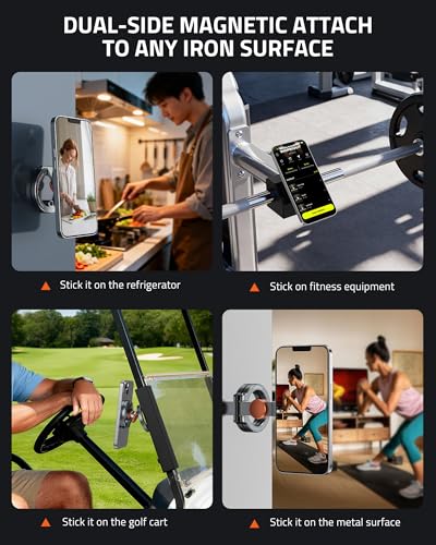 Image of Magnetic Phone Stand with Spinner,Double Side Ring Holder,Attach to Any Iron Surface,Compatible with iPhone 17 /16 /15 /14 /13 /12 Series&MagSafe Cases,for Gym Office Travel Tiktok,Stress Relief