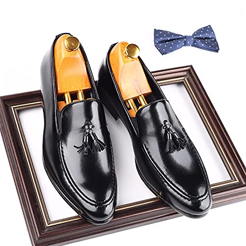 Mens Loafers Shoe Tassel Burnished Toe Loafer Shoes Faux Leather Lightweight Anti-Slip Slip Resistant Casual Party Slip-on2