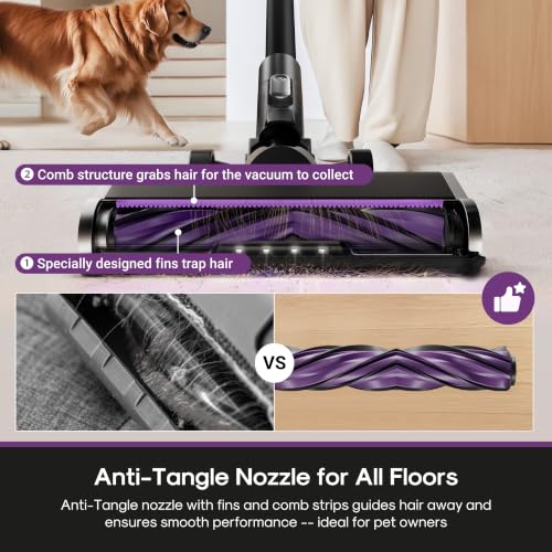Eureka ReactiSense 350W Anti-Tangle Cordless Stick Vacuum, NEC440BK | Floor Sense + React, Up to 60-Min, Lightweight, Anti-Allergen HEPA, Swivel Steering, For Pet Hair, Hard Floors & Carpets - image 3