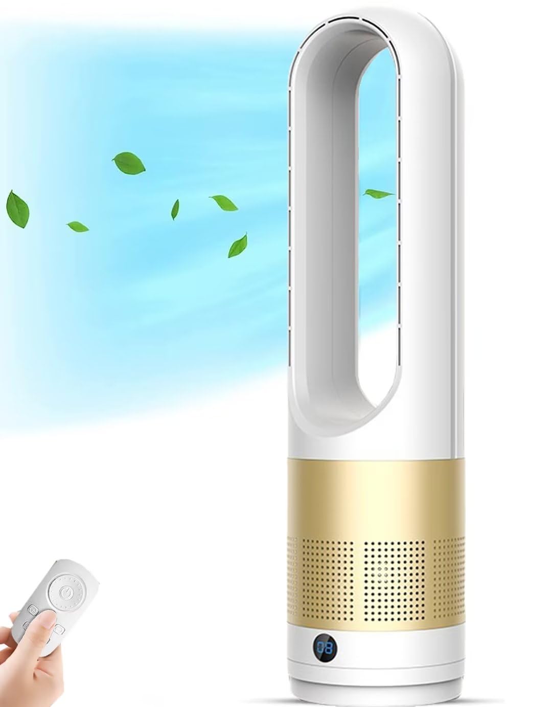 2 w 1 Oczyszczacz powietrza i bezostrzowy wentylator wieżowy, 80 ° Oscylująca podłoga i z pilotem zdalnego sterowania, 8 prędkości, 8 H Timer, LED Touch Sn, 31 cali dla biura domowego