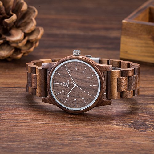 Leeev Wooden Watches Uwood Series 40 Mm Unisex Natural Handmade Wood Watch With Gift Box & Band Adjustable #TOP2