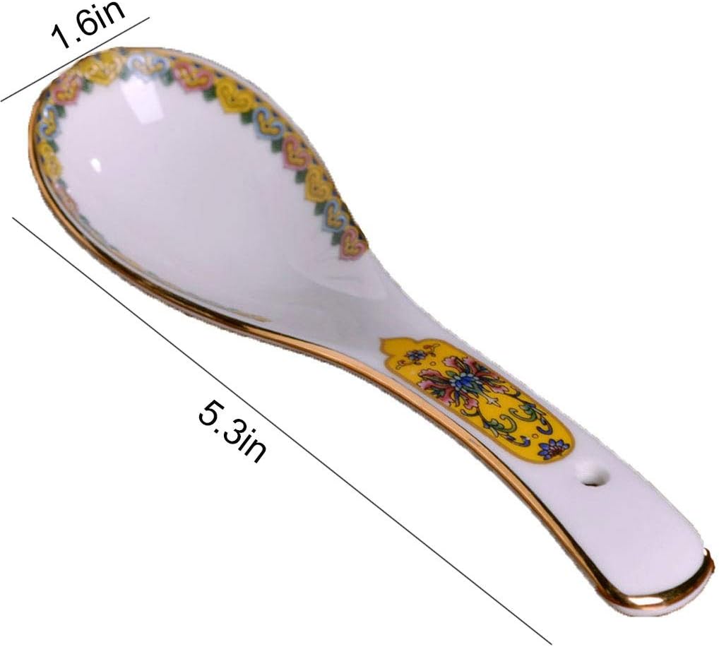 Spoons Jingdezhen Ceramic Soup Spoon Set Dessert Spoon Porridge Spoon 10 Pieces Creative Porcelain Soup Spoon 5.3 Inches Long Soup Spoons