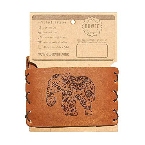 Oowee Products | Elephant Mouth Mason Holder/Sleeve | Sleeve Only | Fits A 16 Ounce Jar | Genuine Leather | Made In The Usa #TOP3