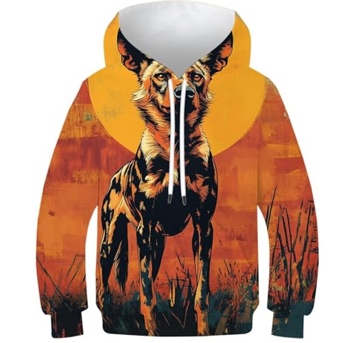 Sweat-shirt à capuche 3D chien sauvage ado vêtement automne