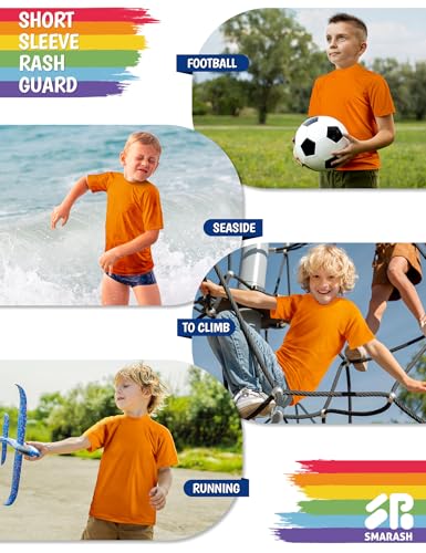 Image of Boy's UPF 50 Rash Guard Swim Shirts Short Sleeve Sun Protection SPF Fishing Surfing Water Beach Shirts Quick Dry