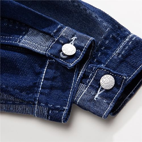 JEKE-DG Men Patchwork Lapel Denim Jacket Casual Slim Fit Jeans Jacket Big Pocket Colorblock Cowboy Outerwear4