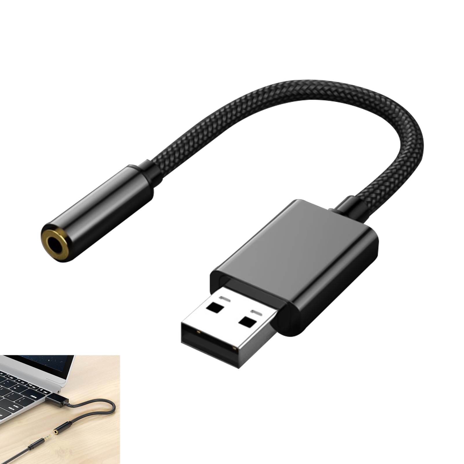 Adattatore Audio USB a Jack 3,5 mm Scheda Audio Esterna USB A a TRRS per Cuffie Microfono Compatibile con PC Laptop PS4 PS5 Switch Mac Linux Chromebook Windows 11 10 8 7 DAC 24bit 96kHz Plug and Play