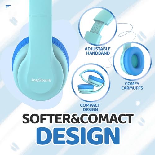 Image of JoySpark Kids Bluetooth Headphones, Lightweight Wireless Headphones for Kids, 85 /94dB Volume Limited, 60 Hours Playtime, Bluetooth 5.3, Over-Ear Toddler Headsets with Built-in Mic (Macaron Blue)