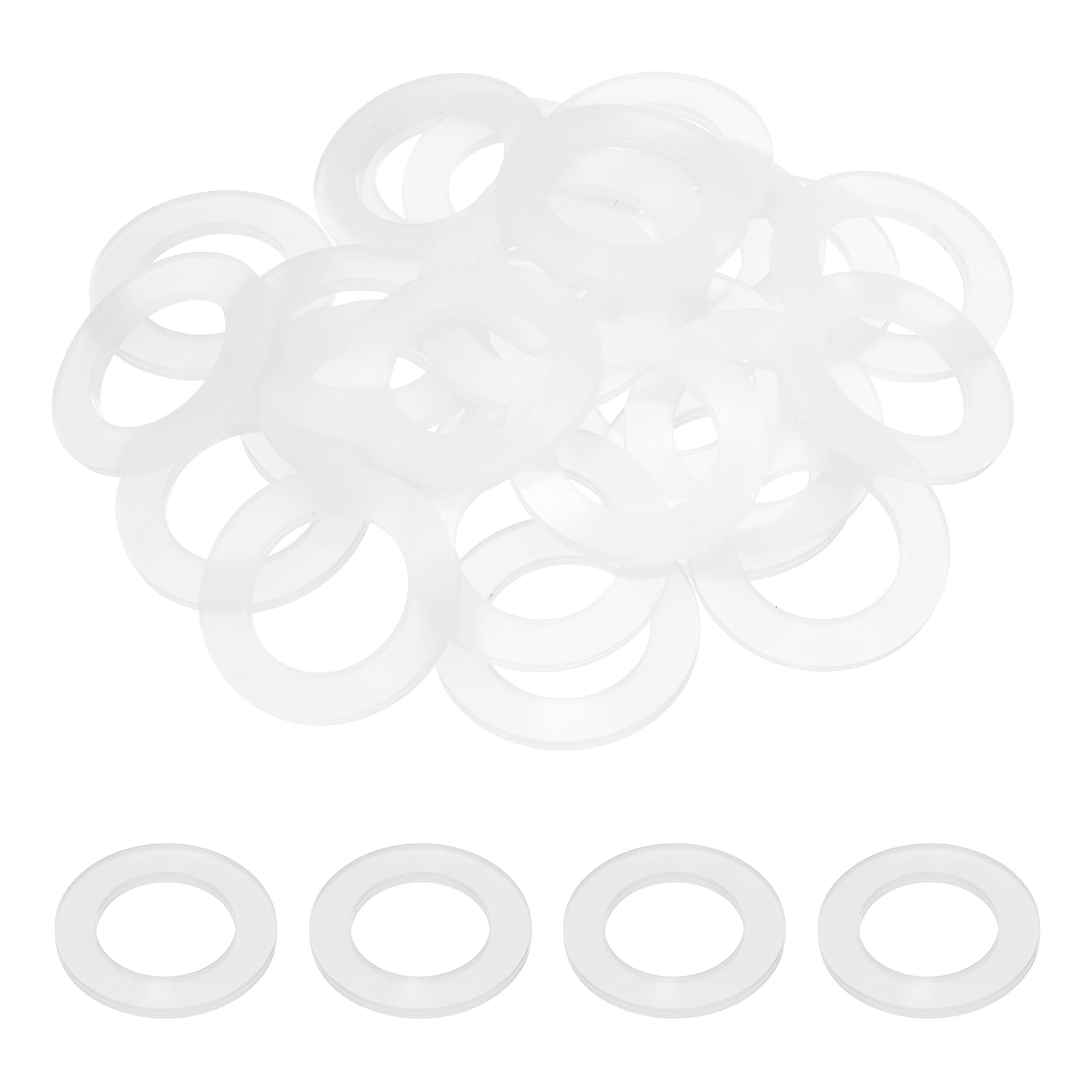 sourcing map 50 Pcs Silicone Washers, 15mm x 25mm x 3mm O-Ring Seals Hose Washer Plumbing Gaskets for Water Pipe Faucet Shower Head Garden Hose Seal, White