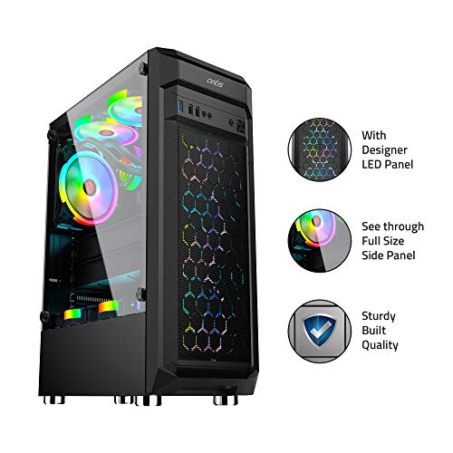 Image of Artis G8301 Computer Gaming Cabinet Support ATX, Micro ATX Motherboard, 2 x 120mm RGB Fan with Sturdy Built Quality