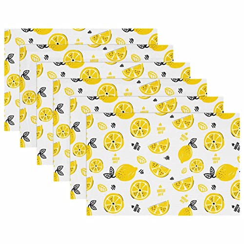 Sets de table citron faciles à nettoyer lot de 4 protecteurs de table