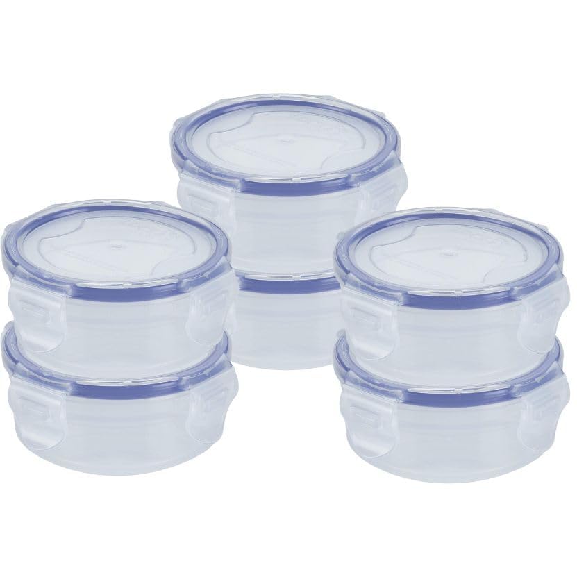Image of Clip and Lock Fridge Airtight Plastic Storage Container - BPA-Free, Transparent Kitchen Jar for Spices, Grocery & Dry Fruits - Leakproof & Stackable Food Organizer Set of 6 (100 ml)