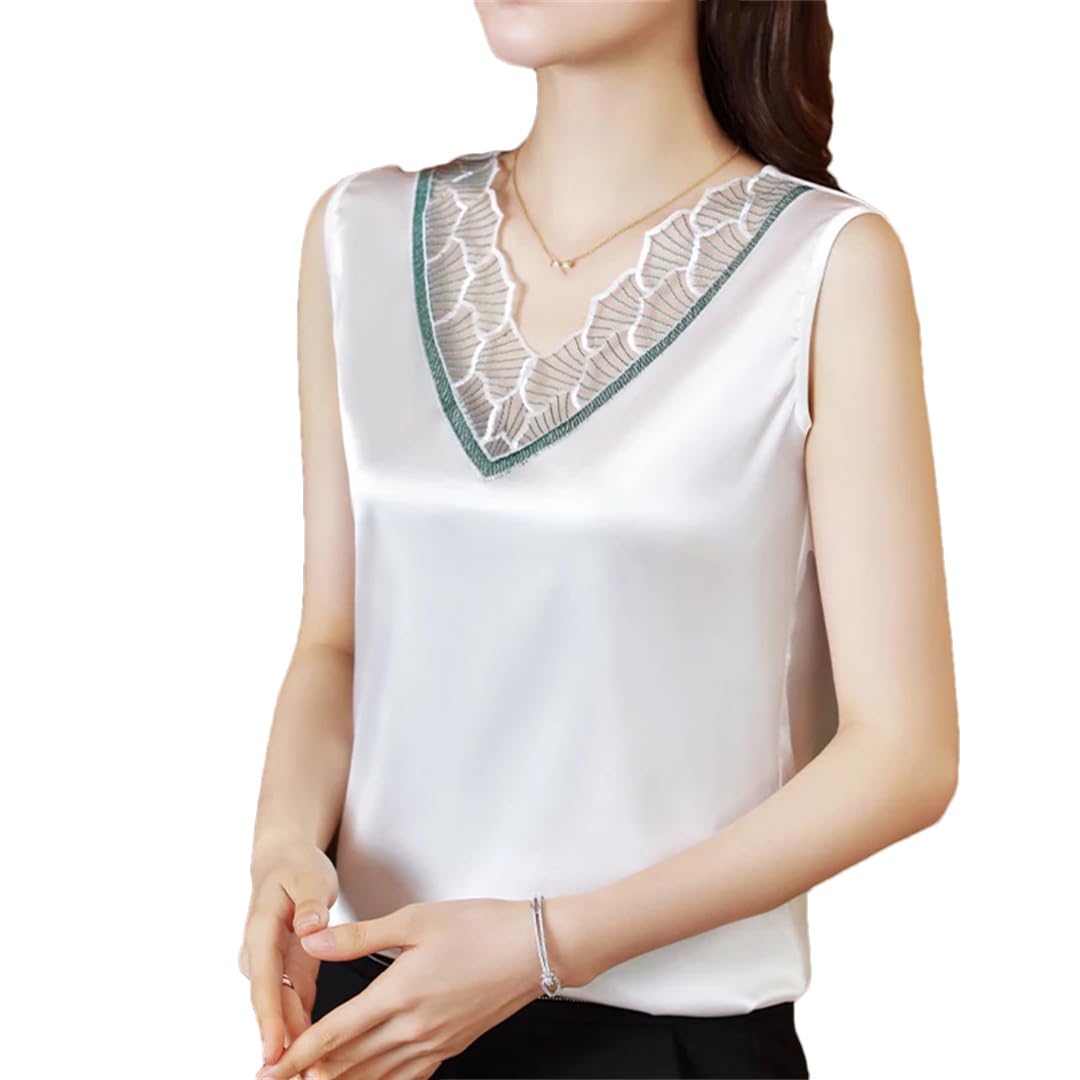 Camicie da ufficio allentate con scollo a V da donna estive casual senza maniche cime