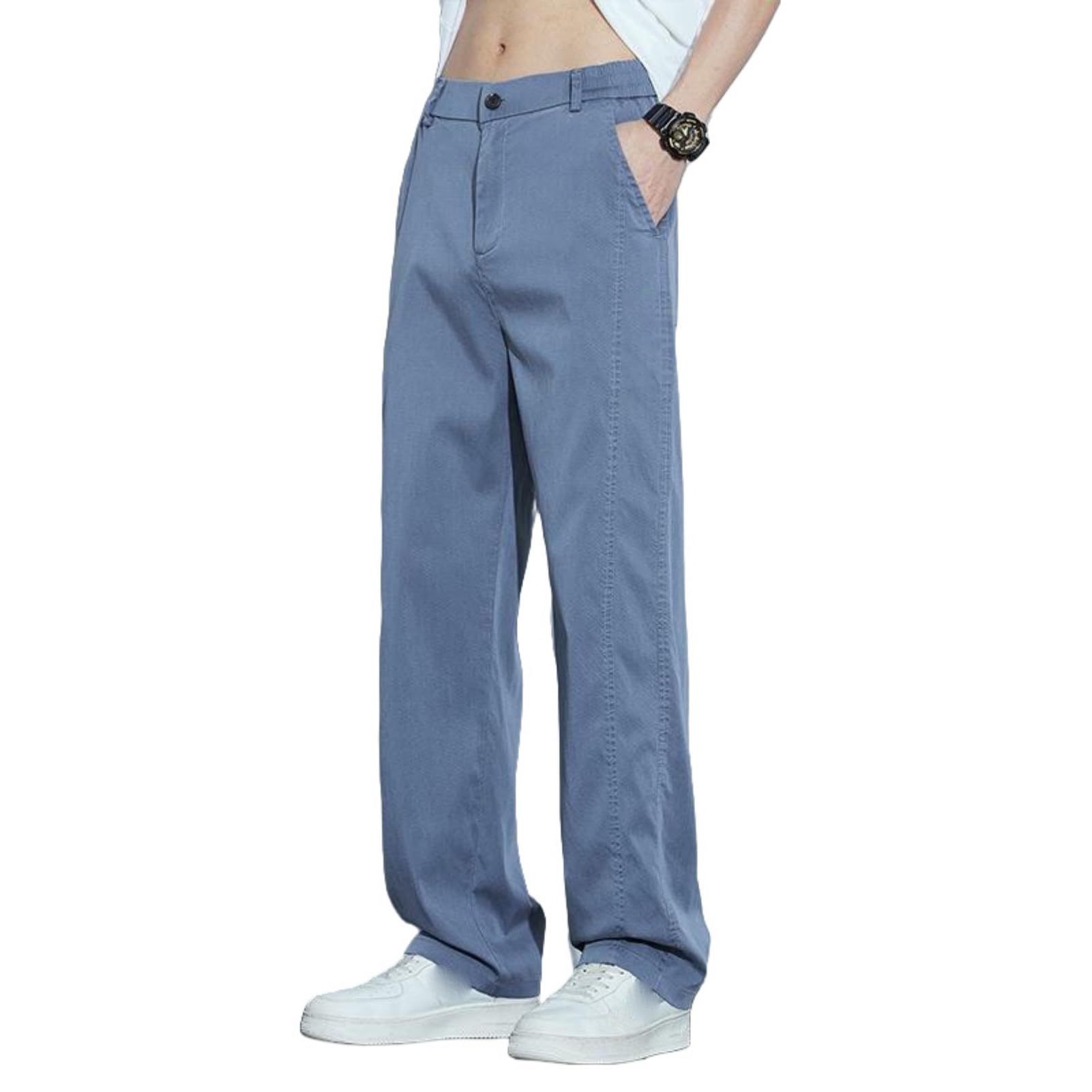 Pantaloni casual alla moda traspiranti leggeri da uomo in seta di ghiaccio primaverile estate