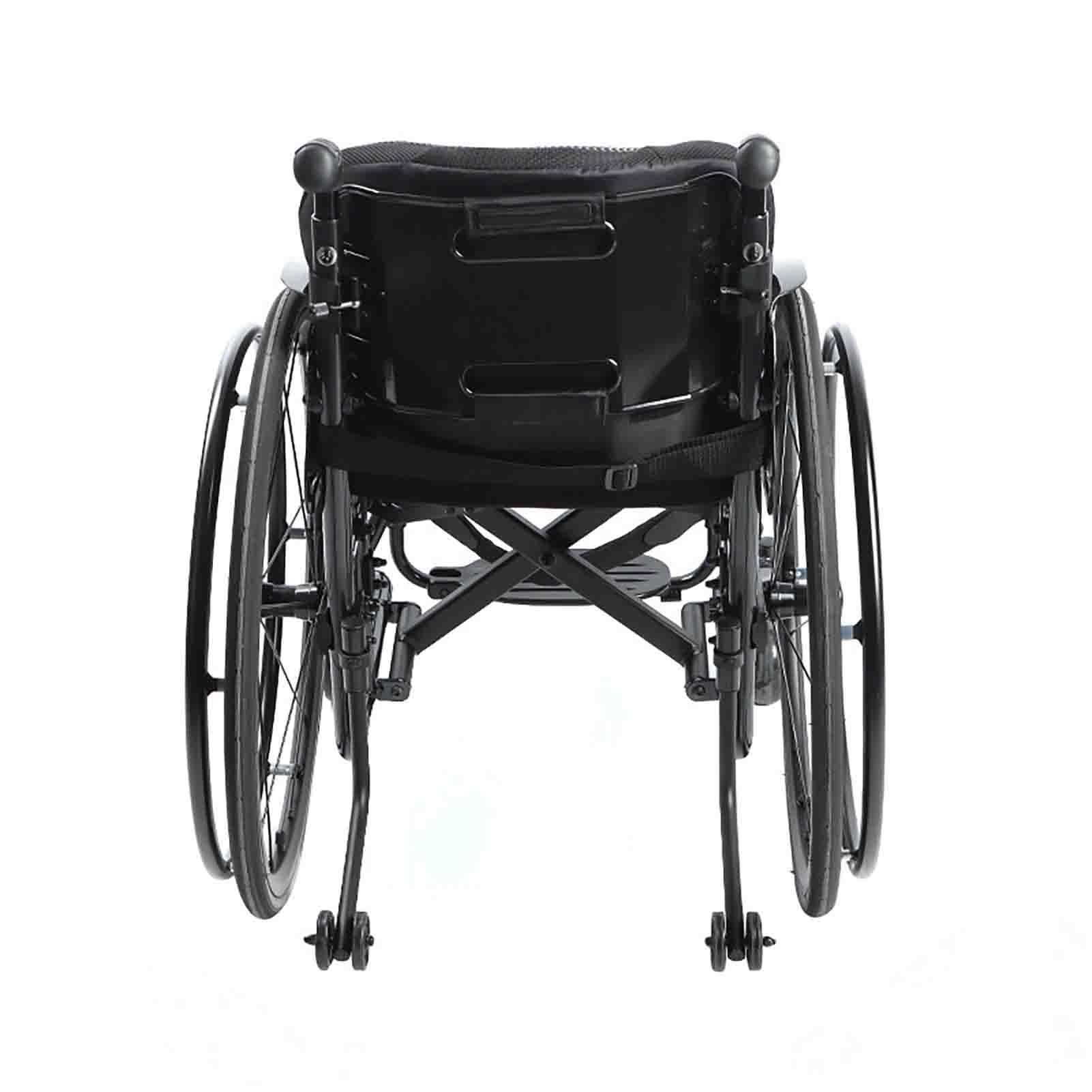 Silla de ruedas ultraligera, silla de ruedas manual autopropulsada negra con ancho de asiento, silla de ruedas deportiva plegable portátil para movilidad