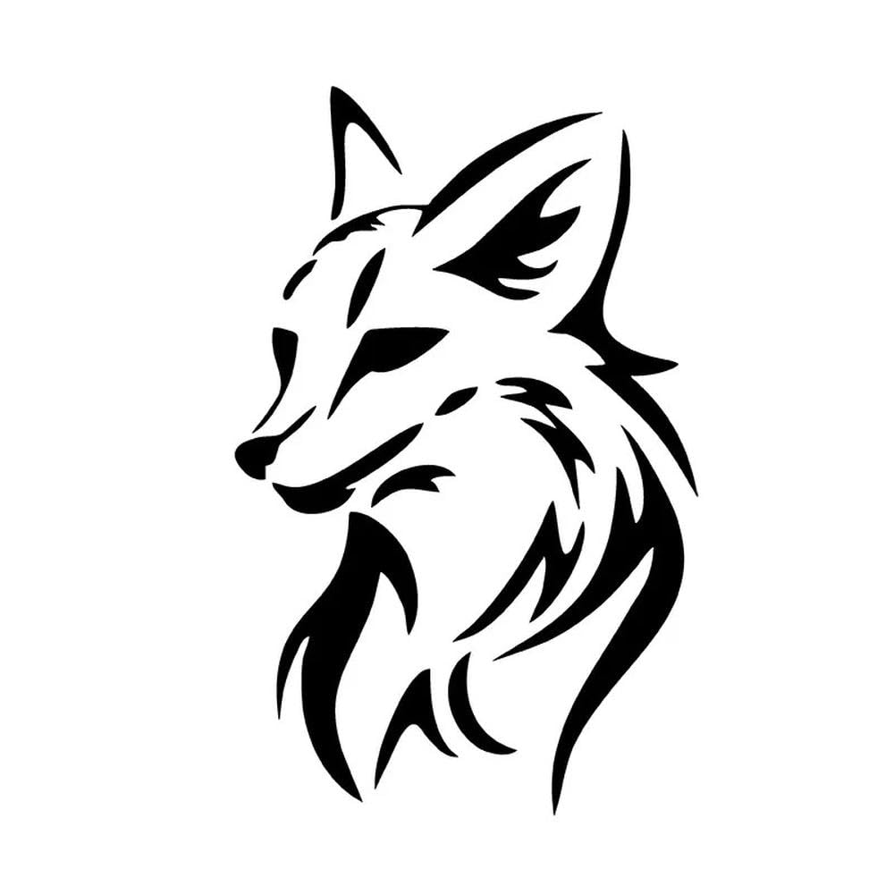 Bertdcx Black Auto Accessory Fox Head Creativity Decoration Vinyl Car Decals Car Sticker Vehicle Window Reflective Decals(Black)