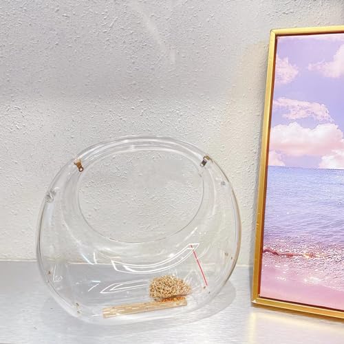 Image of Acrylic Evening Clutch Purse Top-handle Moon Hobo Bag, Elegant Marble Handbag for Wedding Cocktail Party
