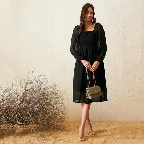 Image of Rare Women's Georgette A-Line Midi Dress