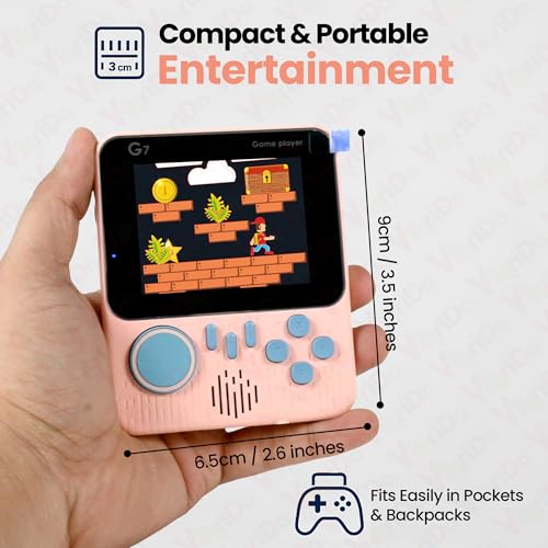 Image of VikriDA G7 Retro Handheld Game Console with 666 Built-in Games | 3.5-Inch LCD Color Screen, Gamepad Support for Kids - Pink