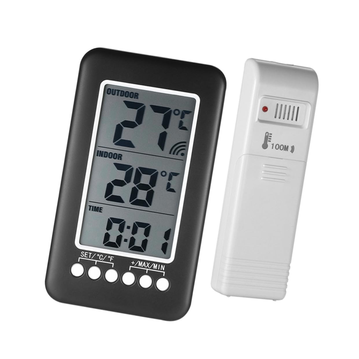 ifundom Termometro Digitale senza Fili per Interni ed Esterni Allarme Temperatura Alta e Bassa, Misuratore Wireless Trasmettitore Portatile Fino a 100m per Frigorifero e Uso Domestico