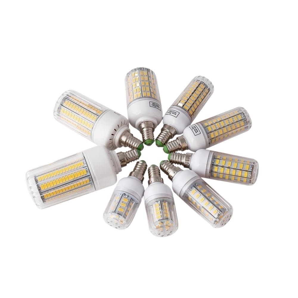 fengyan Casa bombillas, Paquete de 10 bombillas LED de maíz AC220V 5730SMD E27/E14 lámpara con base de tornillo lámparas for la habitación del hogar Familiar Lámpara(E27 Warm White,144 LEDs)