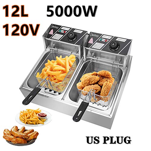 Electric Fryer Countertop Deep Fryer Stainless Steel Home And Commercial Use With Double