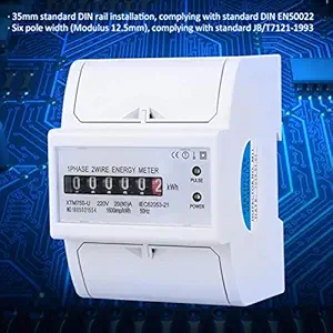Digital KWh Meter, Six Pole Width DIN-Rail Electric Meter, 2 Wire Din-Rail Energy Meter, for Shop for Home(20(80) A)