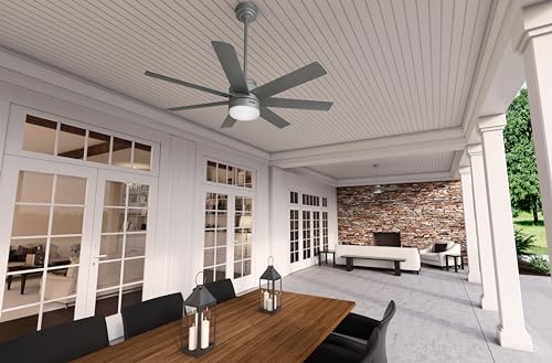 Image of Hunter Brazos Outdoor with LED Light 52 inch Matte Silver - Matte Silver