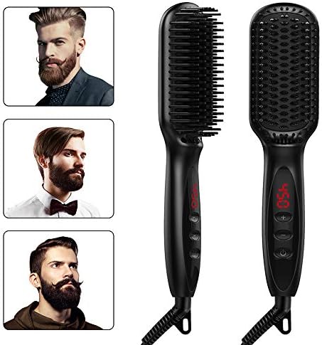 Beard Straightener,Hair straightener for Women and Men,(2019) Adjustable Temperatures Anti-Scald Beard Straightening Brush with LCD Display-Beard Comb for Home and Travel