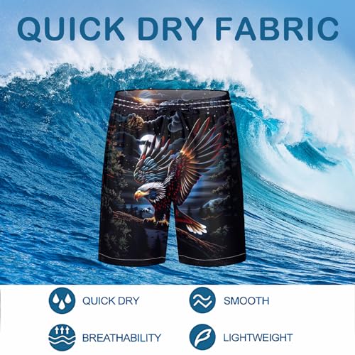 LAOLIUSN Novelty American Bald Eagle Board Shorts Funny Eagle Graphic Beach Shorts2