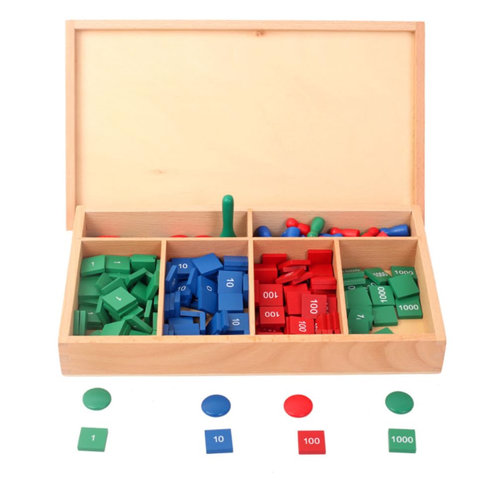 Juego de Sellos Montessori, Set de Manipulativos de Matemáticas de Madera para Niños