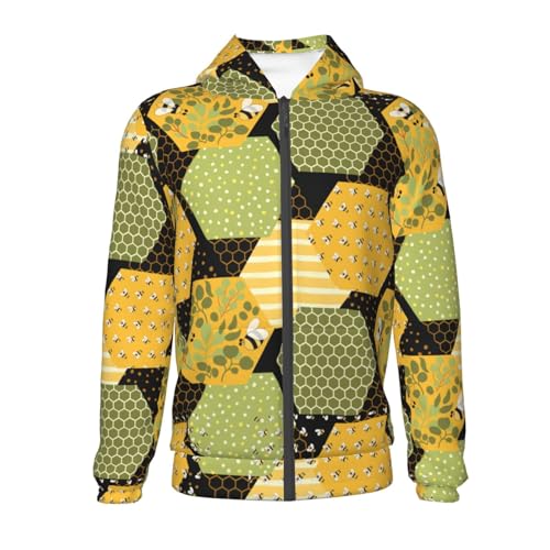 Bee honey Kid Hoodies Boys Zip Up Sweatshirts Girls Pullover with Pocket2