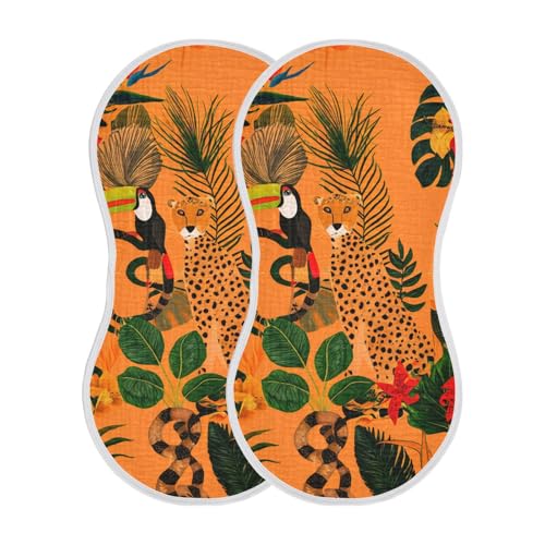 Animals Flowers Wild Orange Burp Cloths for Babies Burp Rag Cotton Spit Up Rag for Baby Boy Girl