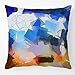 Housse Coussin 45x45, Housse Coussin Bleu-Orange à Motif Abstrait Moderne, Housse Coussin Decoratif pour Le Jardin, Peluche Courte, Fermeture à Glissière Cachée pour Canapé, Ornementation Extérieure