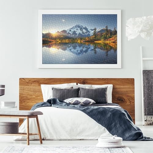Puzzle de 1000 piezas para adultos con escena de naturaleza y montaña nevada al amanecer 7
