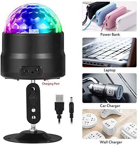 Etmury Disco Ball Party Lights, RBG Disco Light Sound Activated LED Strobe Lights Stage Light for Home Car Room Parties Kids Birthday Wedding Show Club Pub with Remote