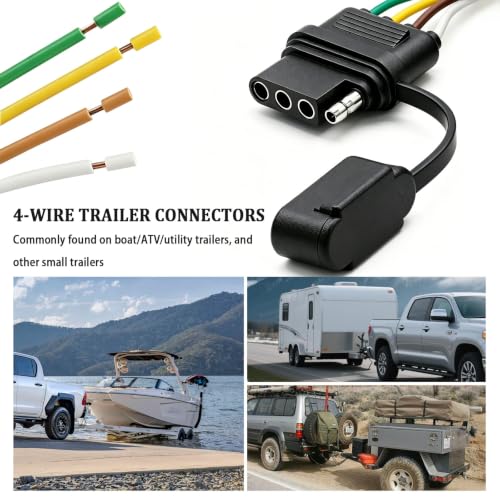Image of 4-Way Flat Trailer End Connector 49 Inch,4 Pin Trailer Wiring Harness,4 Pin Female Truck Connector with Dust Cover P-081