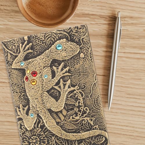 Cuaderno de cuero 3D relieve dorado POPETPOP con páginas gruesas para oficina 6