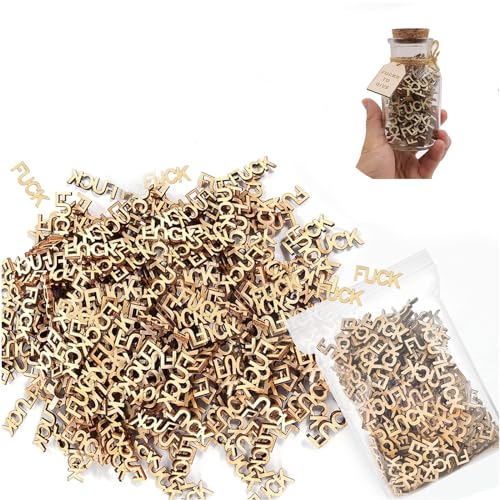 300 PCS Wooden Fucks To Give - Funny Gag Gift Jar With Letter Pieces For Stress Relief & Office Decor