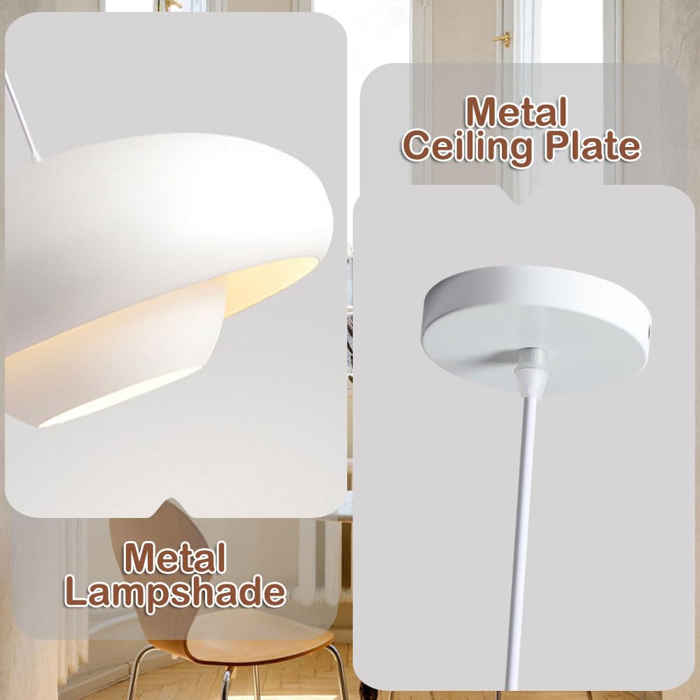 Lampada a Sospensione in Metallo Bianco in Stile Francese