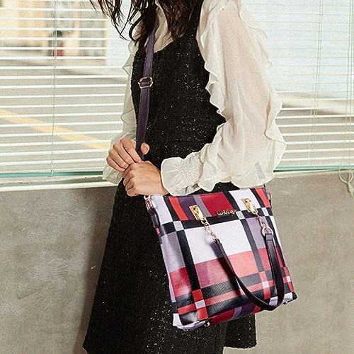 Bolso de mano para mujer YOUNXSL, conjunto de 6 piezas: bolso de hombro, bandolera, cartera, clutch y bolso para llaves, estilo satchel y tote con asa superior miniatura 2