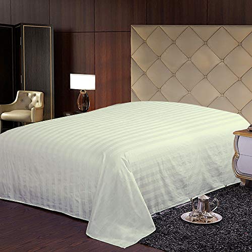 Image of (1 Flat Sheet Only,Ivory Stripe , Full) 100% Egyptian Cotton Luxurious 600 Thread Count