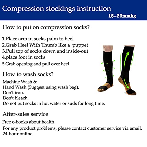 Copper Compression Socks for Men & Women - 8 Pairs, 15-20mmHg for Running and Cycling